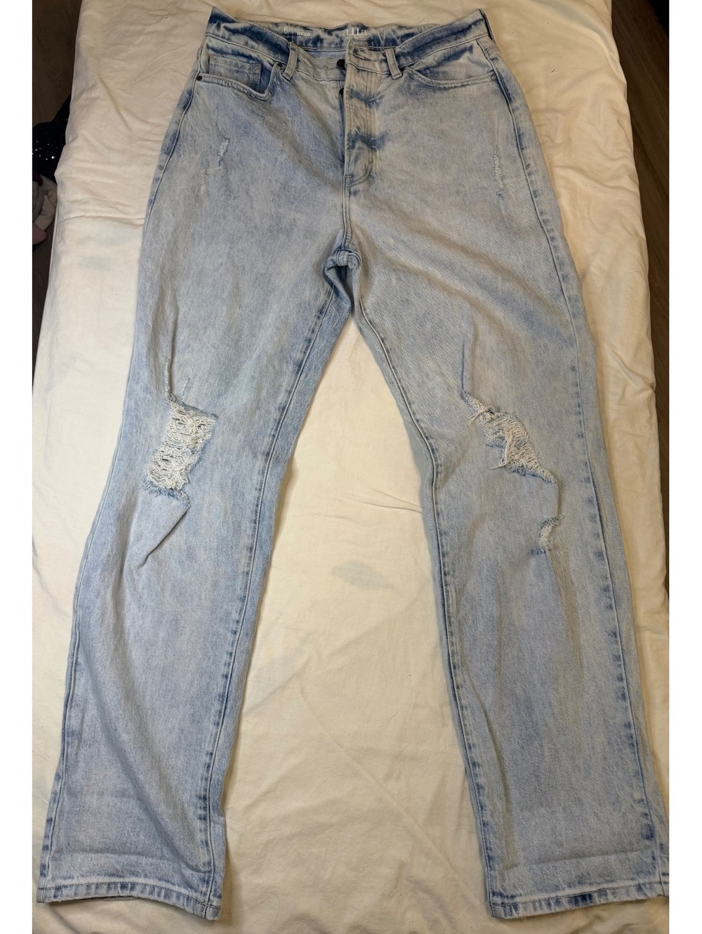 a.n.a. Highest-Rise Dad Jeans Light Wash Destroyed 6